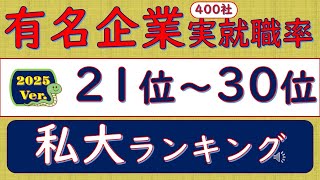 2025Ver 有名企業400社実就職率、21位～30位、私大ランキング [upl. by Dorice]