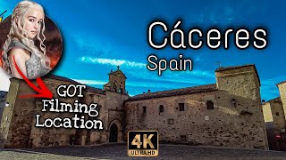 🇪🇸 CÁCERES SPAIN  GAME OF THRONES WALKING TOUR WITH CAPTIONS【4K UHD】 [upl. by Adamski335]