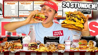 24 STUNDEN NUR BEI FIVE GUYS ESSEN🥤🍔EXTREME FAST FOOD CHALLENGE🤯 [upl. by Navanod259]