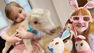 BABY GOATS and EASTER TiME CAPSULE Find the Bunny game with Adley Niko amp Navey Feed goat babies [upl. by Okire]