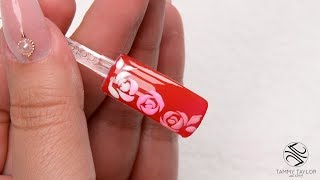 ❤ Valentine Rose Nail Design  Yvett Garcia  Tammy Taylor [upl. by Ahseiyt70]