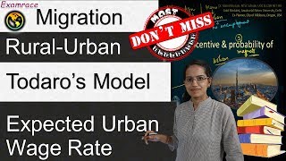 Todaro’s Rural Urban Migration Earning Differential Economic Incentive Job Wage Rate [upl. by Esadnac]