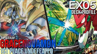 UNDEFEATED 1ST Place GraceNovamon Digimon TCG EX05 Deck Profile Profile and Combo Guide [upl. by Setsero834]