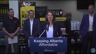 Alberta Premier Danielle Smith announces extension of fuel tax relief program – June 19 2023 [upl. by Chappie683]