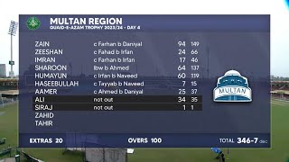 Live  Lahore Region Whites vs Multan Region  Day 4  Match 9  QuaideAzam Trophy 202324  PCB [upl. by Ekard958]