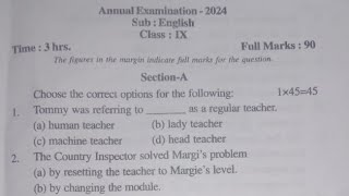 Class IX Annual examination 2024English questions paper with answersHojaiClass 9 Annual exam 2024 [upl. by Lramaj329]