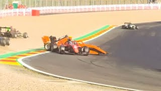 F3 2024 Belgium Race 2  Stenshore amp Taponen Crash [upl. by Selec446]