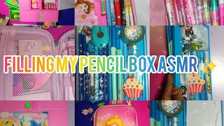 Filling my pencilbox asmr✨️💕💫 with lot of new stationery asmr asmrsound filling stationerycute [upl. by Aisayt]