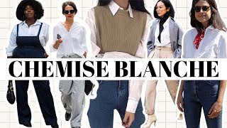 10 ASTUCES POUR ÊTRE TENDANCE ET ORIGINALE EN CHEMISE BLANCHE [upl. by Neenahs]