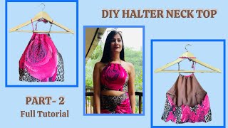 How to make Halter Neck Top  Diy Back SmockedElastic Top [upl. by Diehl]