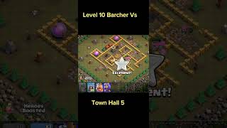 Level 10 Barcher 60 Troops Vs Town Hall 5 clashofclans  Shorts [upl. by Bartel307]