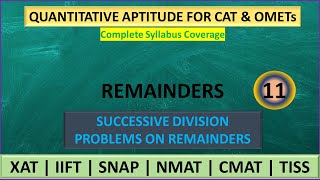 Remainders 11  Number System  CAT Quant  Successive Division Problems on Remainders  NMAT [upl. by Anaugahs]