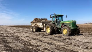 Straight piped John Deere 4960 hauling manure [upl. by Amluz45]