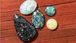 Faux Opal Resin Cabochons DIY Tutorial Demo ArtResin [upl. by Ssilb504]