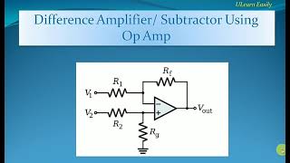 Difference Amplifier  Subtractor using Op Amp  Op Amp Differential Amplifier [upl. by Aimal]