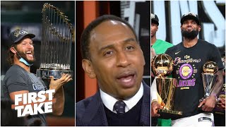 It’s ‘phenomenal’ that Lakers and Dodgers honored Kobe by winning titles  Stephen A  First Take [upl. by Esoryram171]