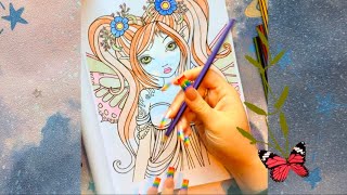 ASMR Gothic Fairy garden 🧚🍄🦇🌼 coloring asmr gothic coloring whispering [upl. by Shanly]