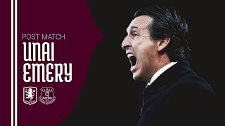 POST MATCH  quotThe supporters were helping usquot Unai Emery on an incredible Victory over Everton [upl. by Ibrad]