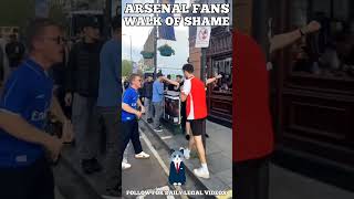 Arsenal fan walks through crowd of Manchester City supporters gets clowned England [upl. by Kcirddehs26]