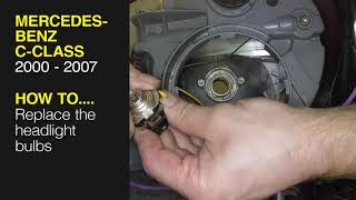 How to Replace the headlight bulbs on the MercedesBenz CClass 2000 to 2007 [upl. by Leone595]