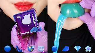 BLUE FOOD ASMR ICE ASMR WAX CANDY ASMR EMOJI FOOD ASMR 💙 [upl. by Damali]