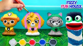 Fizzy amp Phoebe Help The Paw Patrol On A Fun Painting Activity 🎨  Fun Videos For Kids [upl. by Omland493]