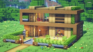 ⚒️ Minecraft  How To Build a Wooden Modern House [upl. by Iris]