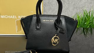 Распаковка сумки MICHAEL KORS Avril Small Leather TopZip Satchel black [upl. by Aveneg]