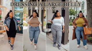 8 PLUS SIZE FALL OUTFITS FOR A LARGE BELLY  HOW TO DRESS YOUR APPLE SHAPE  FROM HEAD TO CURVE [upl. by Jezabella]