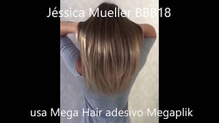 Jessica Muller BBB 18 usa Mega Hair de Fita Adesiva da Megaplik [upl. by Abba]