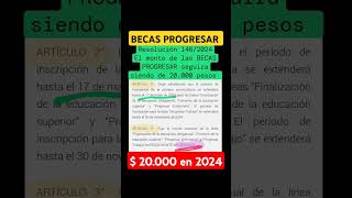 👉 El monto de las BECAS PROGRESAR seguira siendo de 20000 en el año 2024 becasprogresar Progresar [upl. by Ainosal]