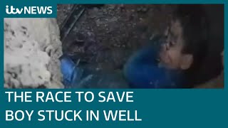 Ongoing rescue mission to save fiveyearold boy trapped in Moroccan well  ITV News [upl. by Charo]