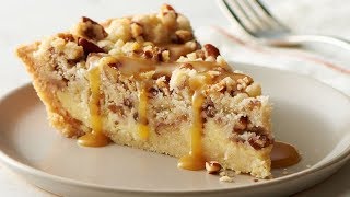 Brown SugarPecan Cheesecake Pie  Betty Crocker Recipe [upl. by Llenaej64]