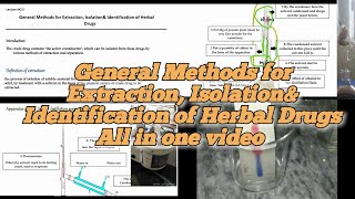 General Methods for Extraction Isolationamp Identification of Herbal Drugs [upl. by Yelyak]