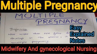 Notes Of Multiple Pregnancy in Midwifery And Gynecological Nursing in Hindi [upl. by Ladnyc]