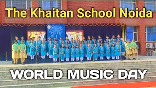 The Khaitan School Noida  World Music Day Performance by Little Class 1 and 2 Kids [upl. by Ajnos]