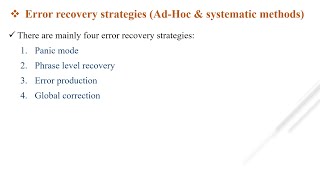 ERROR RECOVERY STRATEGIES IN COMPILER DESIGN  COMPILER DESIGN UNIT4 [upl. by Loresz]