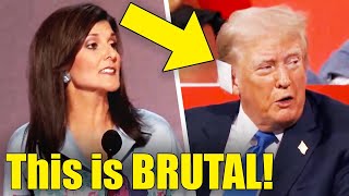 YIKES Trump Caught ON CAMERA Roasting Nikki Haley WHILE SHES ENDORSING HIM [upl. by Lled]