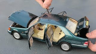 118 MercedesBenz W140 S600 V12 green metallic  Norev Unboxing [upl. by Ayenat850]