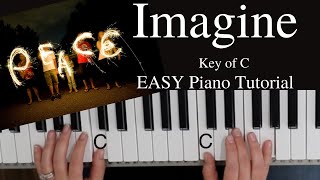 Imagine John Lennon Key of CEASY Piano Tutorial [upl. by Tunnell]