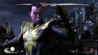 Injustice Gods Among Us  Sinestro  All Special Moves Meter Burns and Supermoves [upl. by Devan]