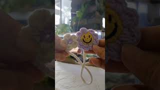 Crochet flower bag charm  crochet bookmark  ENG CC [upl. by Pros]