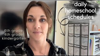 daily homeschool schedules  6th grade 4th grade kindergarten [upl. by Harley]