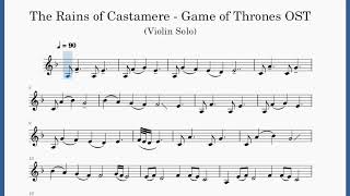 The Rains of Castamere  A Lannister Always Pays His Debts Violin Sheet Music [upl. by Werdnael]