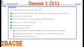 Devoir 1  Exercice 4  Partie 1  Limites et continuité  Dérivation  2BACSE [upl. by Yrelbmik]