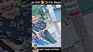 Cute girl reaction on zx10r sound automobile rider funny motovlog autoblogger prankvideo aut [upl. by Ellehcim417]