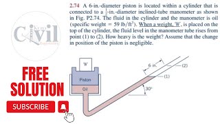 274 the fluid level in the manometer tube rises from point 1 to 2 How heavy is the weight [upl. by Hersh]