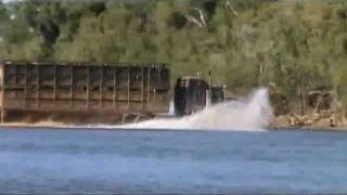 Road Train crosses QLD Gulf riverwmv [upl. by Yevol]