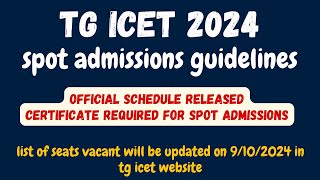 SPOT ADMISSIONS TG ICET 2024  IQ ACADEMY [upl. by Yenitsed]