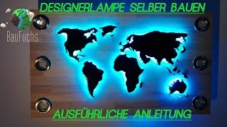 DIY  DESIGNER LAMPE WELTKARTE STIL SELBER BAUEN  BAUANLEITUNG [upl. by Walkling]